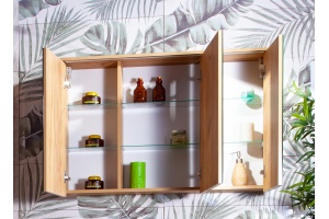 Зеркало-шкаф Бриклаер Фостер 100 дуб золотой, с подсветкой - 3