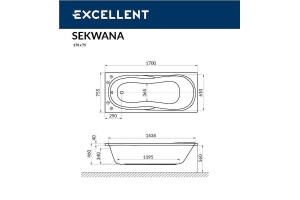 Акриловая ванна Excellent Sekwana 170х75 белая бронза с гидромассажем - 3