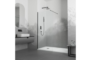 Душевая перегородка RGW Walk In WA-010B 100х195 профиль черный стекло прозрачное - 2