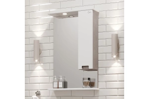 Зеркало-шкаф Onika Харпер 52 R с подсветкой, белый/мешковина (205216) - 3