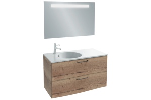 Тумба для комплекта Jacob Delafon Odeon Rive Gauche 100 дуб табак, 2 ящика, ручки черные - 2