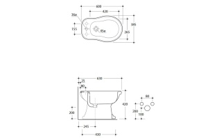 KERASAN Retro Биде напольное с 3-мя отв. под смеситель, цвет белый - 2