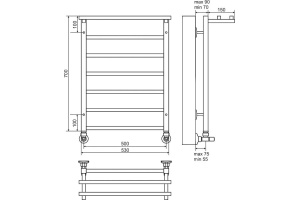 Полотенцесушитель водяной Terminus Контур П6 500*700 с полкой - 2