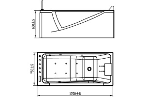 Акриловая ванна Orans OLS-BT65108 L 170x75 см - 2