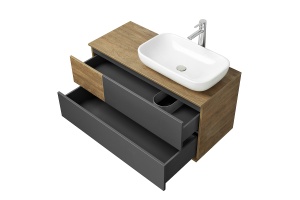 Тумба с раковиной Aquaton Терра 105 светлое дерево-серый - 3