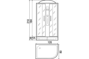 Душевая кабина с поддоном River Dunay 120/80/24 TH L (10000002109) - 3