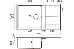 Мойка кухонная Omoikiri Sumi Artceramic/графит (4997105) - 2