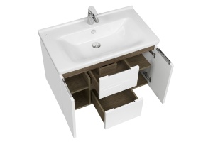 Тумба под раковину Aquaton Рене 80 белый-темное дерево - 3