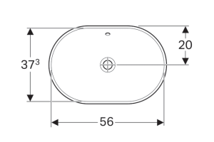 500.728.01.2 Geberit VariForm Раковина встраиваемая в столешницу эллиптической формы, 60х40 см, без отв. под смеситель, с отв. перелив - 3