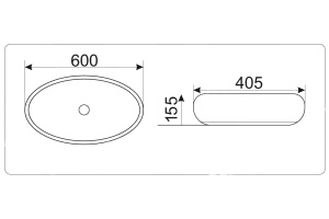 Раковина накладная CeramaLux NC 60 см белый/серебро (262) - 3