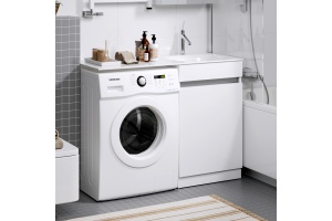 Тумба с раковиной Aqwella Forma 115, бельевая корзина справа