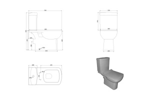 Унитаз-компакт с тонкой крышкой и сидением микролифт Creo Ceramique TOURS - 2