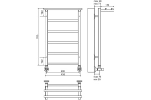 Полотенцесушитель водяной Terminus Контур П6 400*700 с полкой - 2