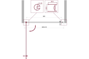 Душевая дверь BelBagno Uno 90 стекло текстурное (UNO-B-1-90-P-Cr) - 2