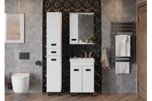 Зеркало-шкаф Onika Балтика Black 58 L с подсветкой, белый (205848) - 3