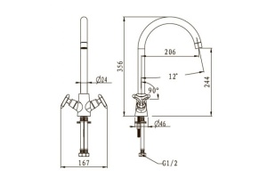 Смеситель для кухонной мойки  KAISER Trio (57033) - 2