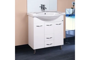 Тумба под раковину Onika Моника 75 с бельевой корзиной белый  - 3