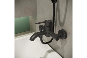 Смеситель для ванны с душем STWORKI by Damixa Стокгольм HFSG10030 черный, однорычажный, латунь, настенный, матовый - 2