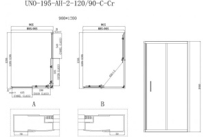 Душевой уголок BelBagno Uno-195 AH 2 120/90 C Cr - 2