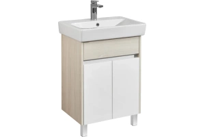 Тумба с раковиной напольная Aquaton Верди 60 белый-светлое дерево