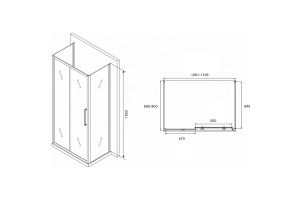 Душевой уголок Abber Schwarzer Diamant 110х90 хром стекло матовое - 2