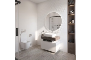 Мебель для ванной STWORKI Ольборг 80 столешница дуб карпентер, без отверстий, с тумбой 80, с раковиной STWORKI Soul 1 белой - 3