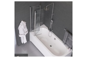 Шторка на ванну Excellent Fliper 120х140 профиль хром стекло прозрачное - 3