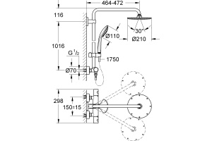Душевая стойка Grohe Euphoria XXL System 210 27964000 - 2