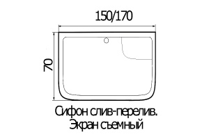 Ванна акриловая прямоугольная River Wemor 170/70/55 S (10000001808) - 2
