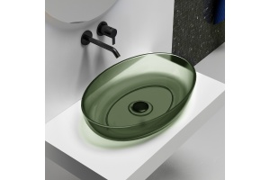 Раковина накладная прозрачная ABBER Kristall AT2801Vesuvian оливковая