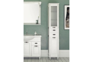 Шкаф-пенал Aquanet Тесса 35 фасад стекло, жасмин, серебро