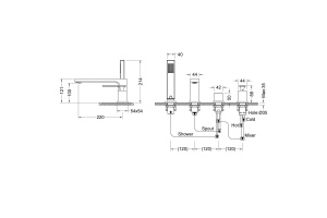 Смеситель для ванны с душем, врезной Timo Torne (4330/17Y золото матовое - 2