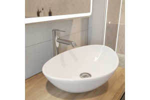 Мебель для ванной STWORKI Берген 60 серая со светлой столешницей 122, раковина Moduo 55 Leaf, L - 3