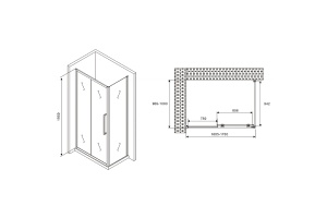 Душевой уголок Abber Schwarzer Diamant 170х100 хром стекло матовое - 2