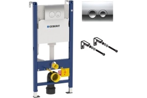 Комплект Система инсталляции для унитазов Geberit Duofix Delta 458.124.21.1 3 в 1 с кнопкой смыва + Чаша для унитаза подвесного Roca Meridian 346248000  - 2