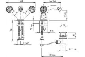 Смеситель для биде Cezares NOSTALGIA золото 24 карат (NOSTALGIA-BS1-03/24) - 2