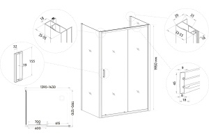 Душевой уголок Veconi Rovigo RV-046B 140х120, черный - 3