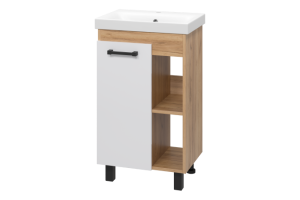Тумба с раковиной Misty Крафт 50 белая - светлое дерево