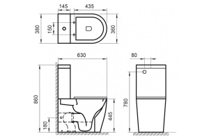 Чаша унитаза компакт BelBagno Etna без бачка сиденья белый - 3