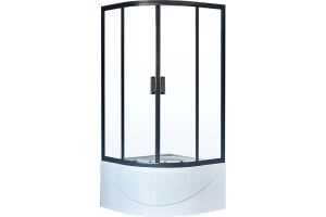 Душевой уголок Royal Bath ВК 90х90 с поддоном профиль черный стекло прозрачное