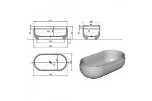 Ванна из литьевого мрамора Kolpa San Boul 165х85 черно-белая - 3