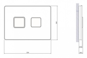 Кнопка ACCENTO SQUARE для AQUA 50 пневматическая стекло белый - 2