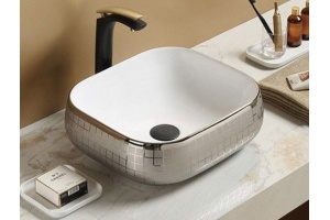 Раковина накладная CeramaLux NC 45 см серебро (78321)