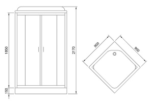 Душевая кабина Royal Bath 90x90 профиль белый стекло прозрачное - 2