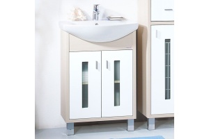 Тумба с раковиной Бриклаер Бали 60 светлая лиственница, белый глянец