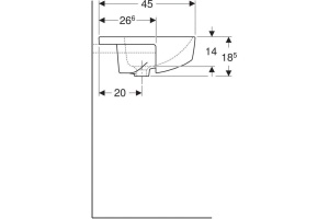 500.681.01.1 Geberit VariForm Раковина полувстраиваемая в столешницу квадратной формы, 55х45 см, с отв. под смеситель, с отв. перелива - 2