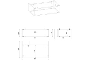 Полка Бриклаер Кристалл 70 под тумбу, муссон - 3