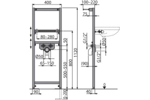Система инсталляции для раковин AlcaPlast A104/1120 - 2