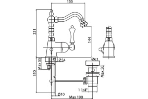 Смеситель Cezares Margot MARGOT-BSM2-03/24-Bi для биде - 3