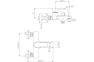 Смеситель для ванны Rossinka  белый, хром (W35-31) - 2